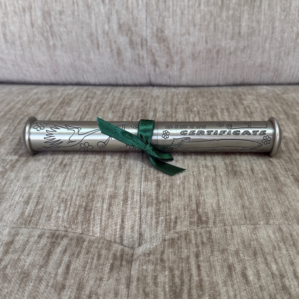 Children’s Birth Certificate Engraveable Metal Tube Scroll Holder Keepsake